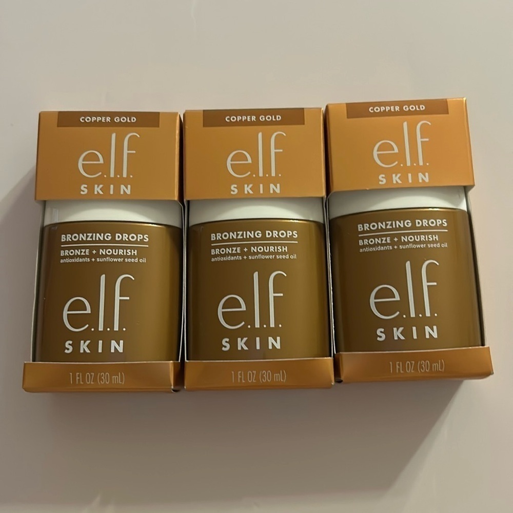 e.l.f. Cosmetics Bronzing Drops BRONZE 3 - COPPER GOLD (LOT OF 3) NEW